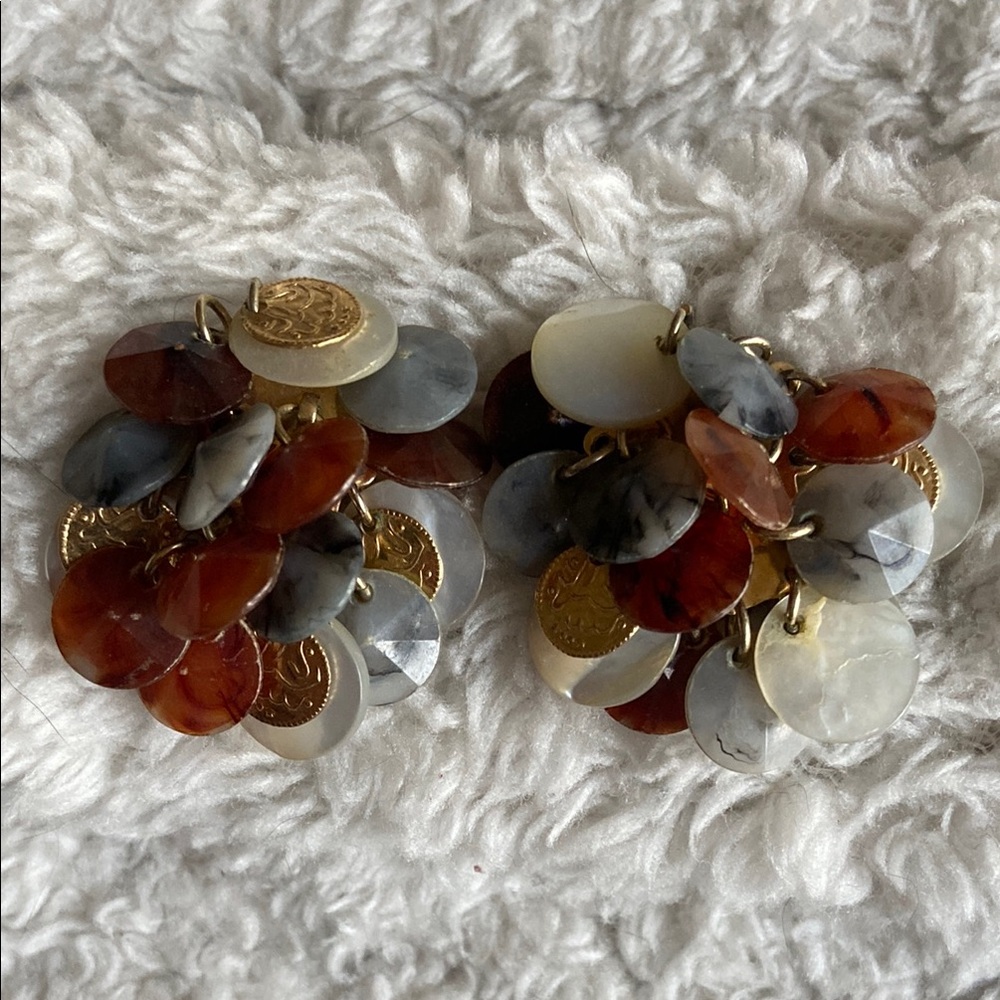 Vintage Gold and Brown Dangle Earrings